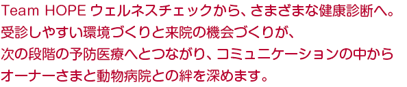 Team HOPE ウェルネスチェックから、さまざまな健康診断へ。