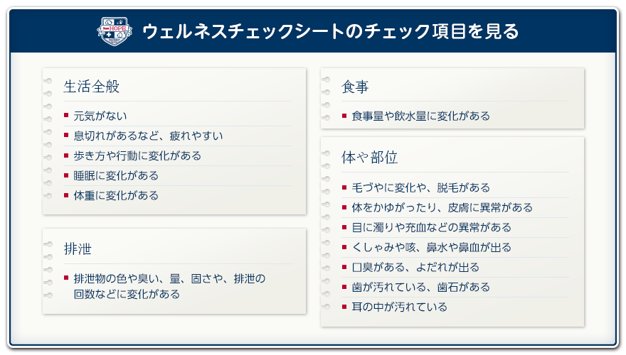 ウェルネスチェックシートのチェック項目